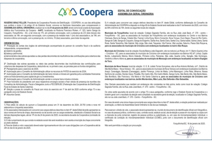 Edital Assembleia Geral da Coopera 2025